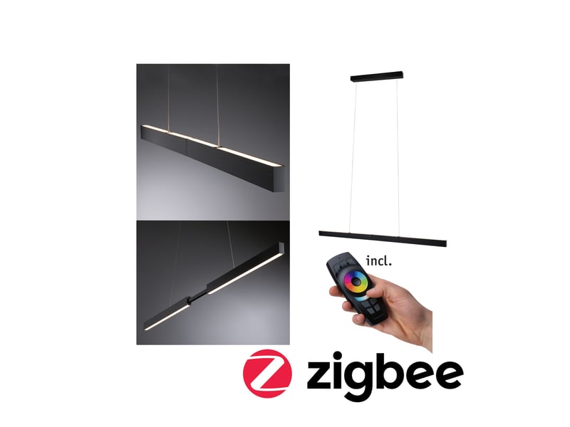  Luminaire en suspension led smart home zigbee 3.0 produits de deuxième choix aptare 2700k gradable 2x2400lm 2x18w noir brossé  - Conforama B