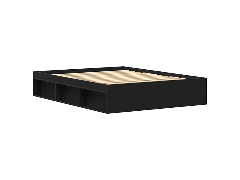  Lit double- lit adulte -  cadre de lit sans matelas en chêne noir 150x200 cm bois d'ingénierie  - Conforama C