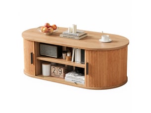 Table basse ovale coloris bois foncé - 50 cmx100 cm