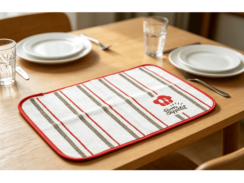  Set de table kinvara bon appetit blanc rouge 33 x 48 cm 12 unités S3625785 - Conforama D