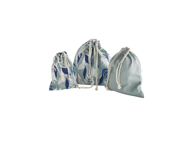 Lot 3 pochons june en tissu vert sauge 50274 - Conforama A