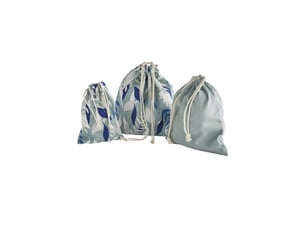 Lot 3 pochons june en tissu vert sauge