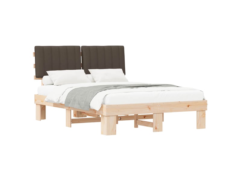  Lit double- lit adulte -  cadre de lit avec tête de lit rembourrée taupe 140 x 190 cm  - Conforama A