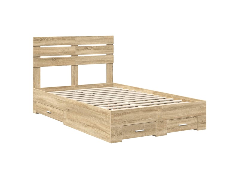  Lit double- lit adulte -  cadre de lit chêne sonoma 120 x 200 cm bois d'ingénierie  - Conforama C