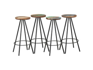 Lot de 4 tabouret de bar, chaise de bar bois massif de récupération shl62572