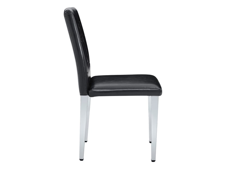  Lot de 4 chaises de salle à manger en similicuir pu noir et métal argenté W3658P405580 - Conforama B