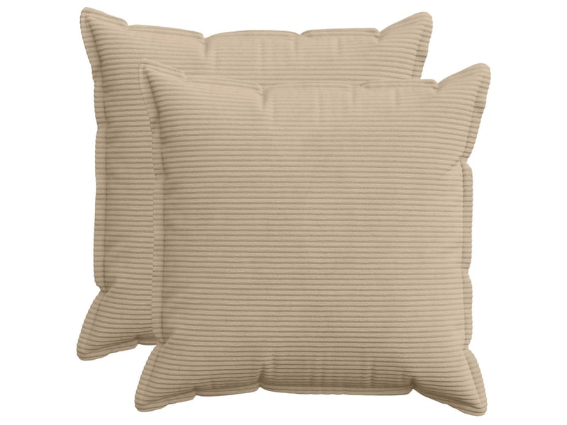 Lot de 2 housses de coussin houten taupe 80 x 80 cm velours côtelé cf49378  - Conforama B