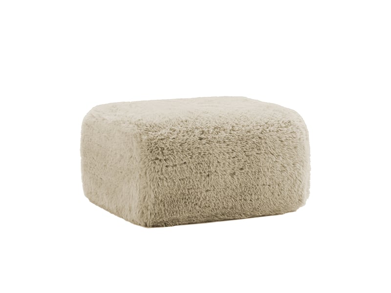  Pouf aviana en tissu moelleux, beige clair, siège d’appoint confortable  - Conforama A