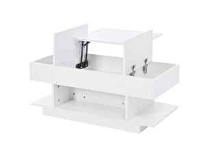 Table basse relevable avec 2 compartiments rabattables et 4 niches, led, brillant, pour salon, 98 × 45 × 40 cm - uvrion