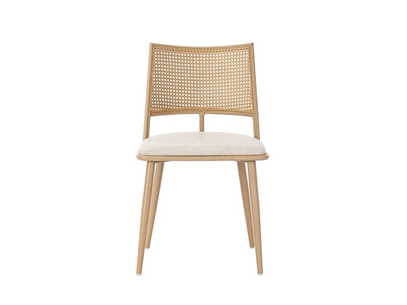  Ensemble table à manger extensible 120-160 cm + 6 chaises beiges purotin – piètement en v, rainurage vertical  - Conforama E