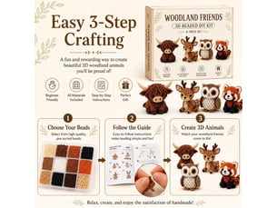 Kit diy animaux 3d en perles, 4 modèles de broderie avec oiseaux et animaux, loisirs créatifs pour adultes débutants, animaux de la forêt