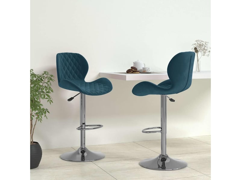  Lot de 2 tabouret de bar, chaise de bar bleu velours shl56055  - Conforama B