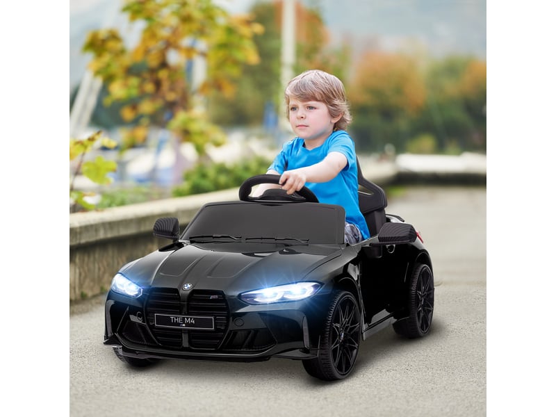  Voiture électrique bmw m4 sous licence pour enfants, avec télécommande, klaxon et phares, 108 x 69,5 x 51 cm, noire  - Conforama D