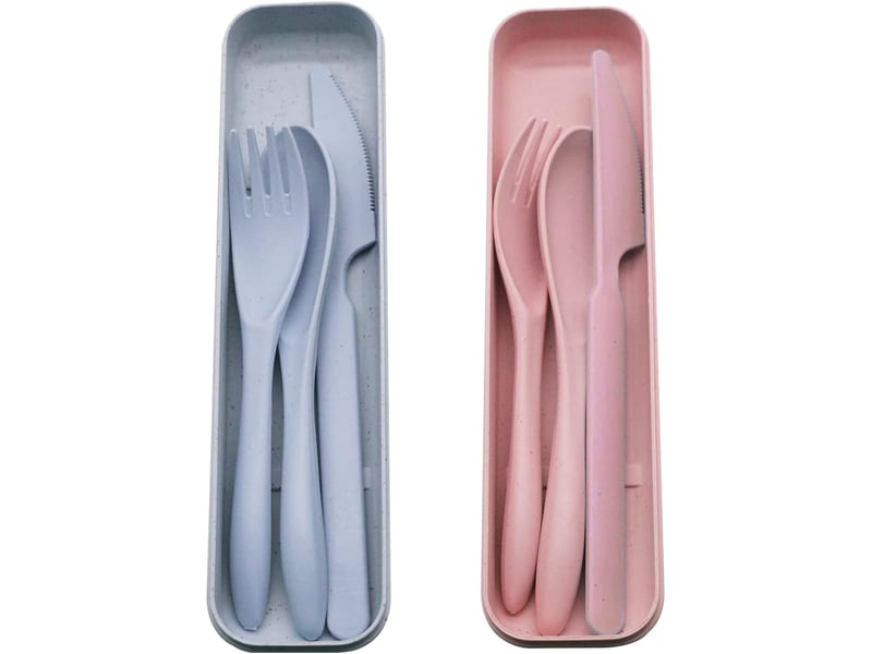  Ensemble de couverts de voyage avec étui, 2 ensembles de couverts de camping portables, réutilisables, cuillère, fourchette, couteaux OGS005967LL - Conforama A