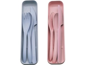 Ensemble de couverts de voyage avec étui, 2 ensembles de couverts de camping portables, réutilisables, cuillère, fourchette, couteaux