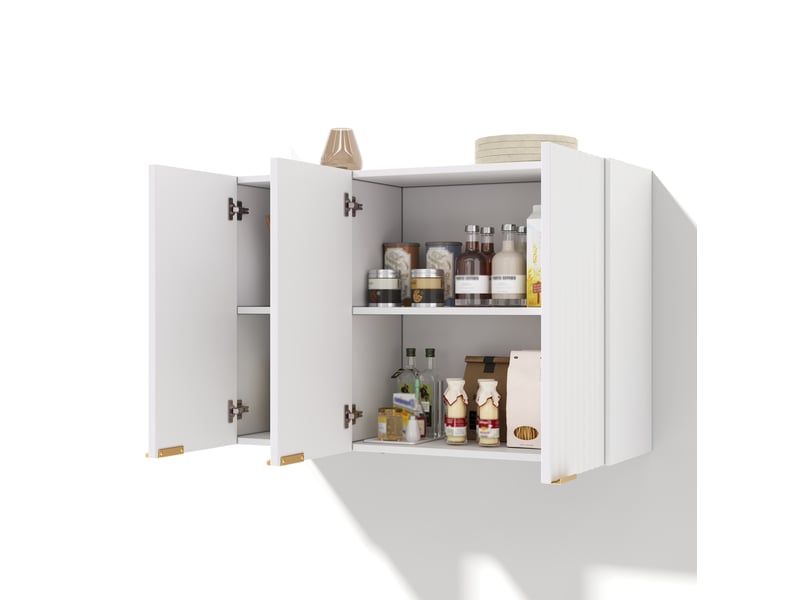  Meuble de cuisine mural 90x29x60 cm à 3 portes blanc  - Conforama A