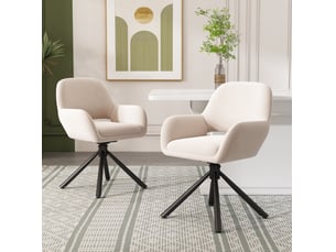 Lot de 4 chaises salle à manger pivotantes, grand confort, revêtement velours beige, accoudoirs intégrés, style moderne