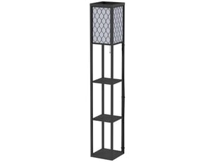 Lampadaire étagère lampe étagère 26l x 26l x 160h cm 4 niveaux mdf noir motif nid d'abeille