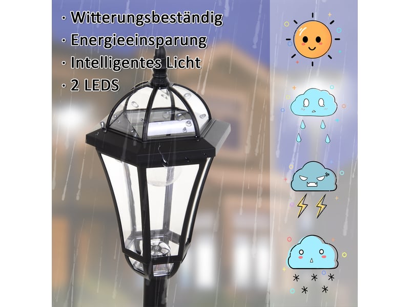  Lot de 2 lampadaires solaires led 18,5x18,5x129 cm ip44 noirs  - Conforama C