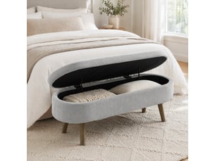 Banc de rangement 110x40x42 cm, coffre 20 l, pieds en bois, meuble chambre, meuble bureau et salon, velours doux, gris