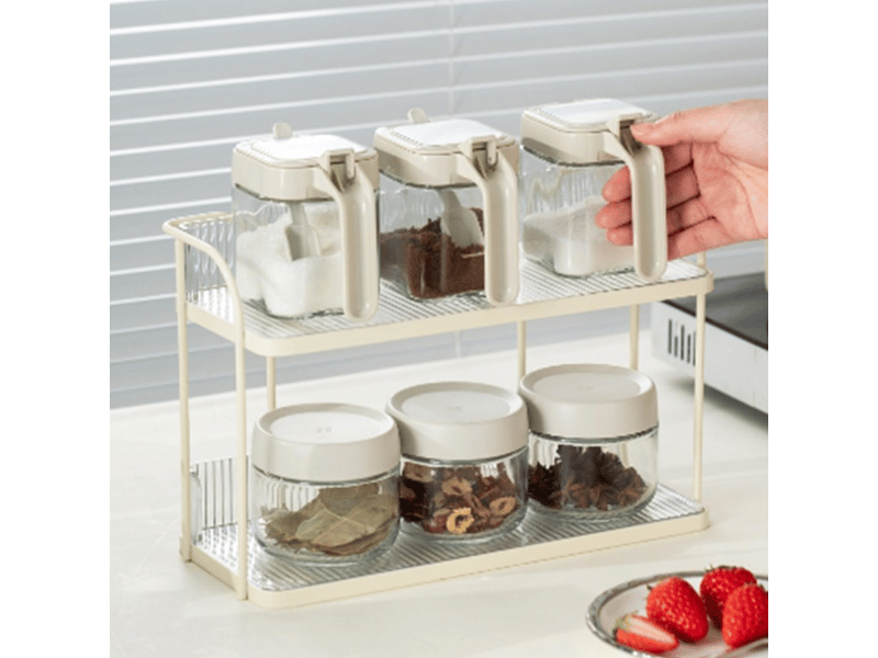  Étagère de rangement transparente à double couche pour bureau, organiseur de cosmétiques, accessoires, support de rangement pour chambre à coucher  - Conforama C