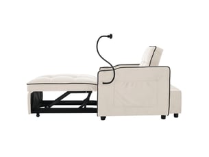 Fauteuil convertible, avec porte-gobelets, avec rembourrage mousse, coloris beige, l83 x p167 x h76 cm, gain de place