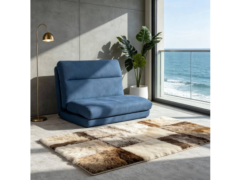  Fauteuil de sol modenvie convertible bleu foncé en polyester 70 x 72 x 56 cm  - Conforama E