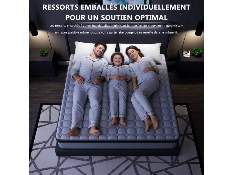 Ensemble matelas + sommier 160x200 cm, mousse à mémoire de forme,épaisseur du matelas 25cm  - Conforama B