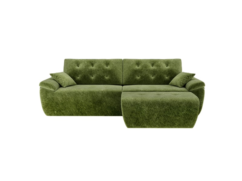  Canapé modulable en chenille vert mousse haute densité avec pouf,canapé salon 275cm style nuage confortable,compressé sans montage 275x174x66CM - Conforama A