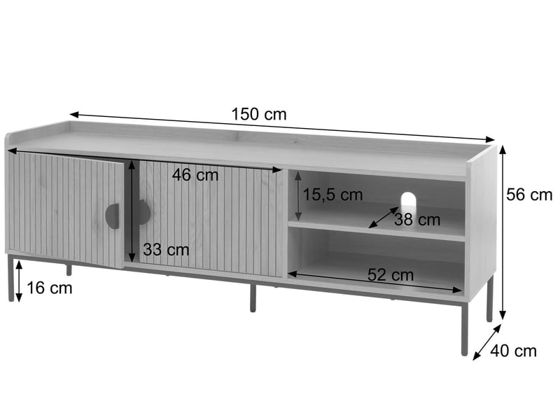  Ensemble de salon hwc-o39, meuble tv, commode, table basse, étagères et tiroirs, mdf mélaminé - naturel  - Conforama C