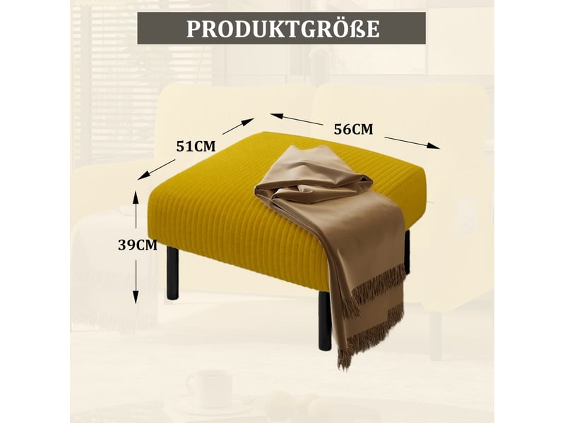  Pouf 56x51x39 cm pieds en métal jaune  - Conforama E