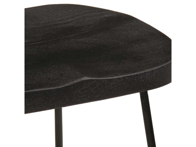  Lot de 2 tabouret de bar, chaise de bar noir 45x40x62 cm bois manguier massif  - Conforama E