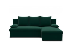 Canapé d'angle vert foncé 3 places angle universel 206x90x146cm gina