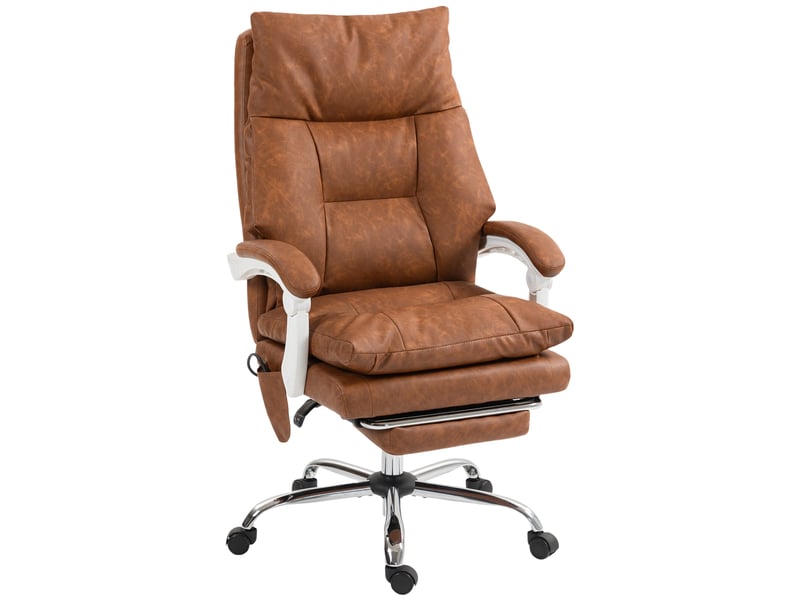  Chaise bureau ergonomique fauteuil de bureau en pu soutien lombaire gonflable dossier inclinable hauteur réglable marron  - Conforama B