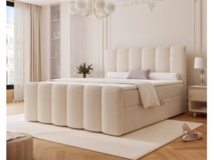 Lit coffre 180x200 cm <strong>IDOHOME</strong>  <strong>FERRERO</strong> coloris beige
