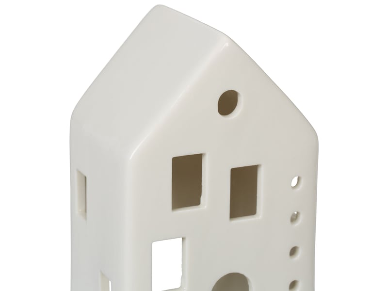 Photophore en forme de maison ambiance cosy déco intérieur 18 x 12 x 12 cm en porcelaine blanche 13_0015194  - Conforama D