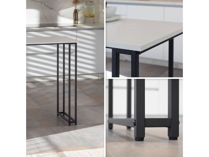  Gavin table haute de bar acier, étagères &amp; porte-verre blanc  - Conforama E