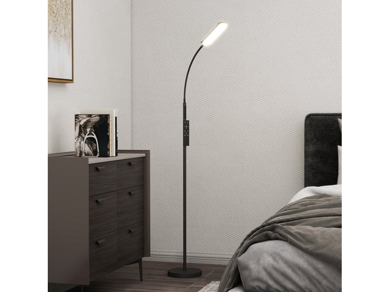 Lampadaire led noir 175 cm dimmable avec télécommande et col de cygne - Conforama B
