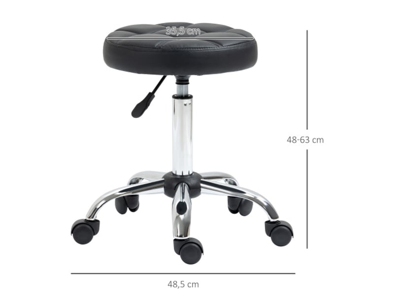  Lot de 2 tabourets pivotants à roulettes, similicuir noir, réglables, ø35,5x48-63 cm  - Conforama C