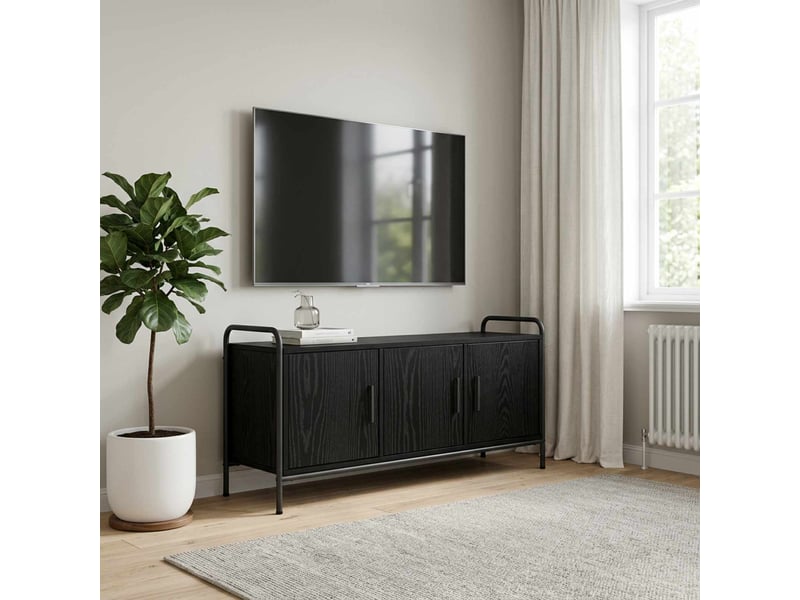  Meuble tv moderne, banc tv 79,5x33x50 cm chêne noir bois d'ingénierie shl11323  - Conforama B