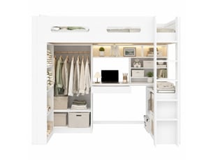 Lit mezzanine 90x200 cm <strong>WISHDOR</strong> <strong></strong> coloris blanc