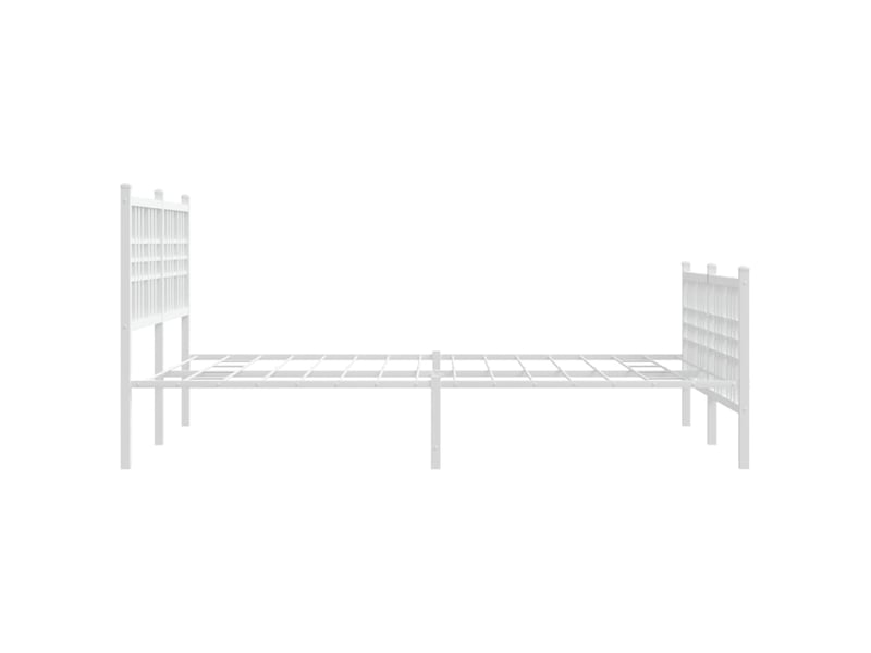  Lit double- lit adulte -  cadre de lit métal sans matelas et pied de lit blanc 140x190 cm  - Conforama D