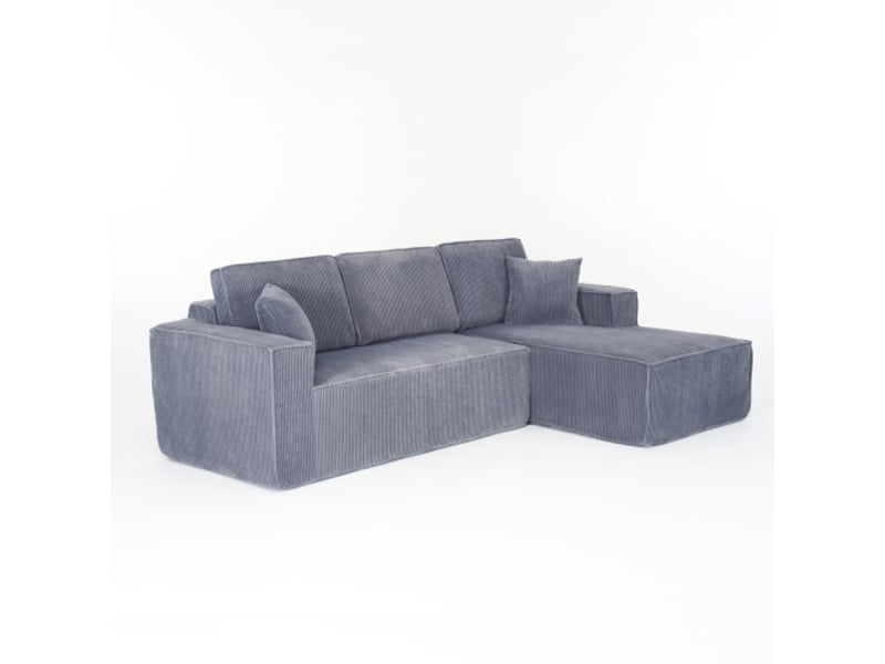 Canapé d'angle modulaire - forme en l - 2 places + méridienne - velours côtelé - gris - 235x128x60 cm gris - Conforama A