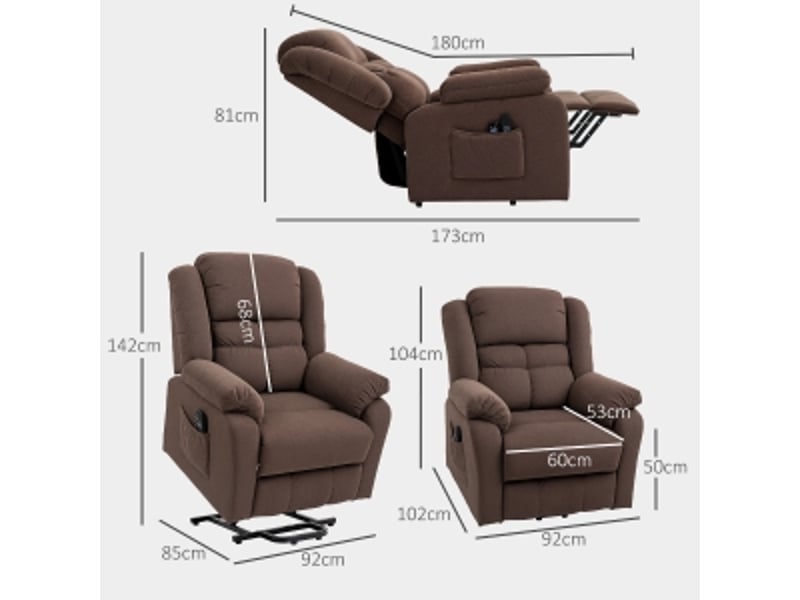  Fauteuil releveur électrique marron, massage 8 points, fauteuil relax inclinable à 150 degrés pour salon  - Conforama C