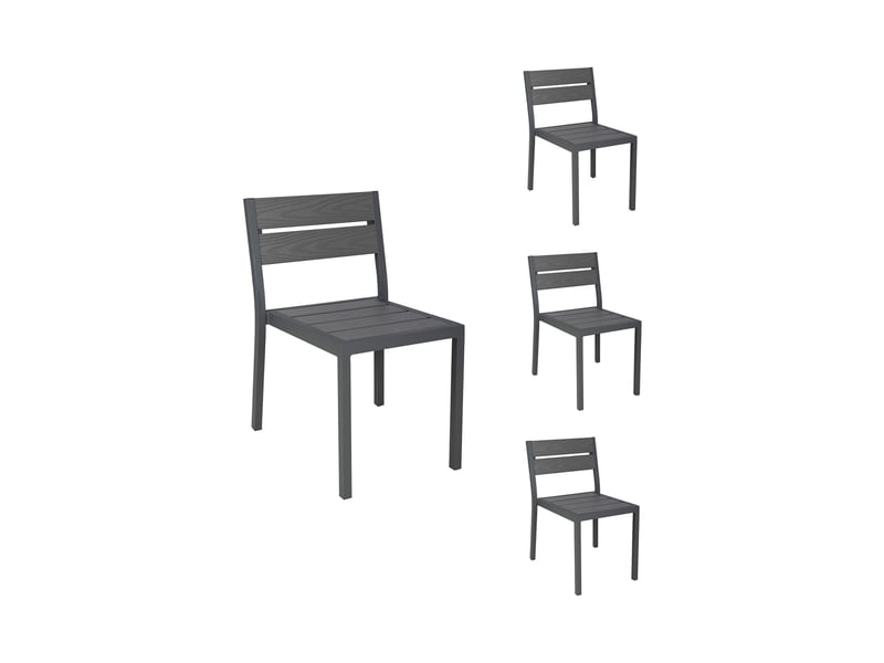  Lot de 4 chaises en aluminium et bois gris  - Conforama B