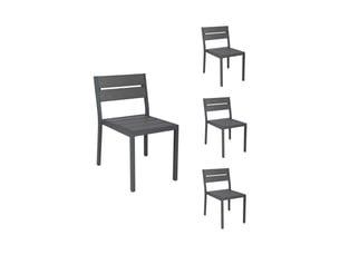 Lot de 4 chaises en aluminium et bois gris