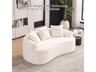 Canapé droit compressé fixe <strong></strong> <strong></strong> 2 places Tissu Blanc cassé