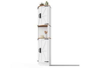 Meuble d'angle avec 2 portes et 5 espaces de rangement pour cuisine ou salon, mdf blanc, 39,5 × 39,5 × 180 cm