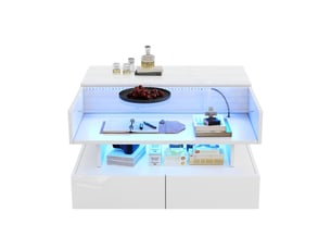 Table basse rectangulaire coloris blanc <strong></strong> <strong></strong> - 80 cmx80 cm