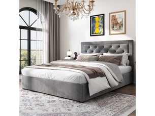 Lit coffre 140x200 cm    coloris gris